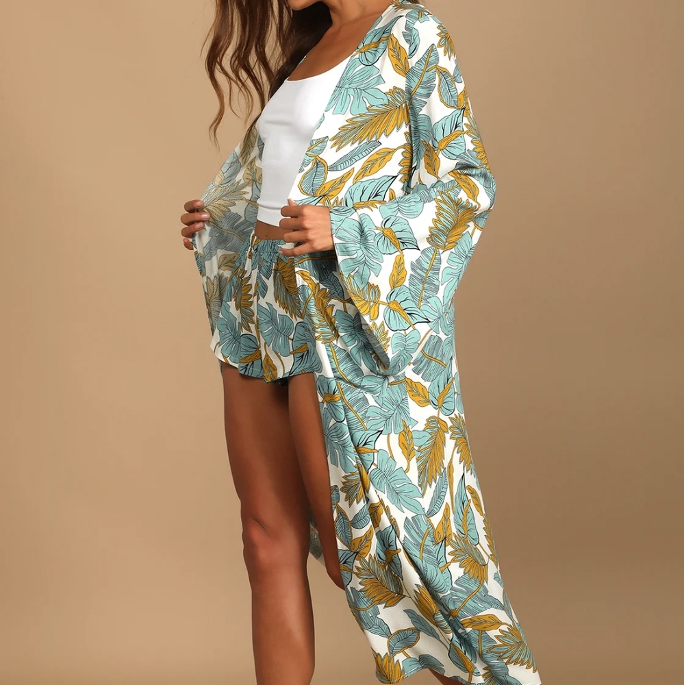 Lulu's Leaf Print Robe or Swim Coverup